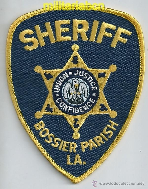 Militaria: Insignia de tela de Polic&iacute;a de los Estados Unidos. Bossier Parish. LA. Sheriff.