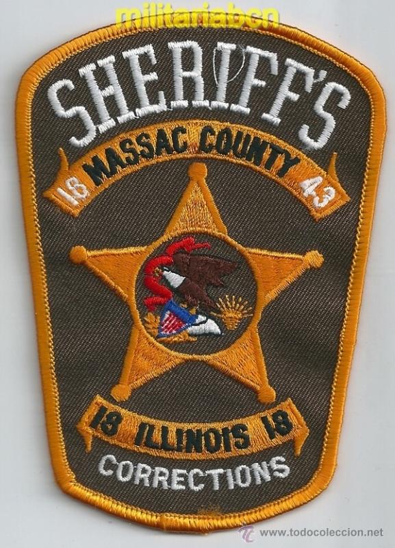 Militaria: Insignia de tela de Polic&iacute;a de los Estados Unidos. Massac County. Sheriff's. Corrections. Illinois.