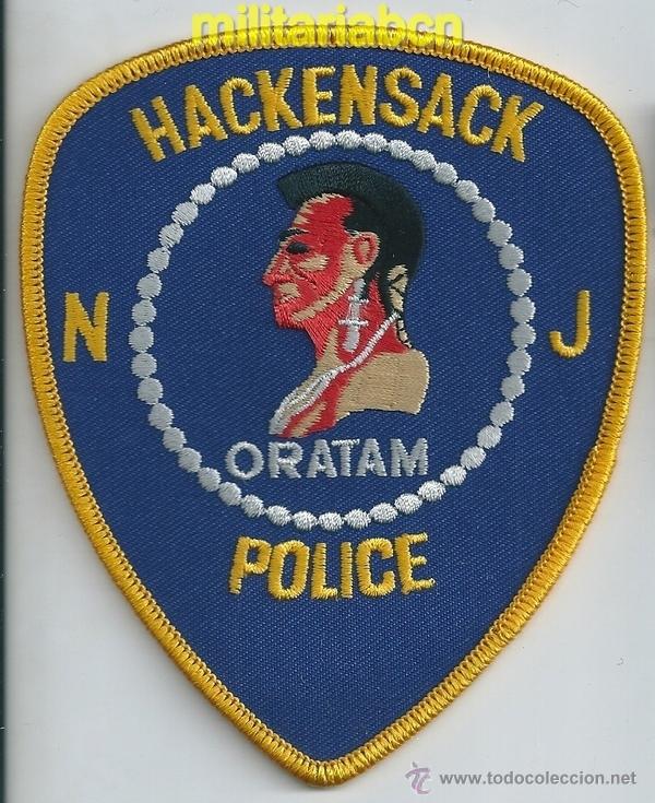 Militaria: Insignia de tela de Polic&iacute;a de los Estados Unidos. Hackensack Police.