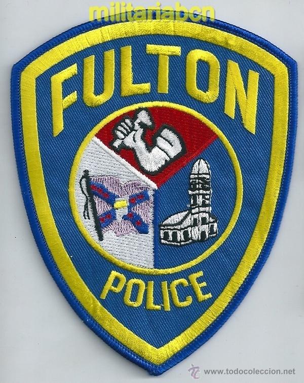 Militaria: Insignia de tela de Polic&iacute;a de los Estados Unidos. Fulton Police.