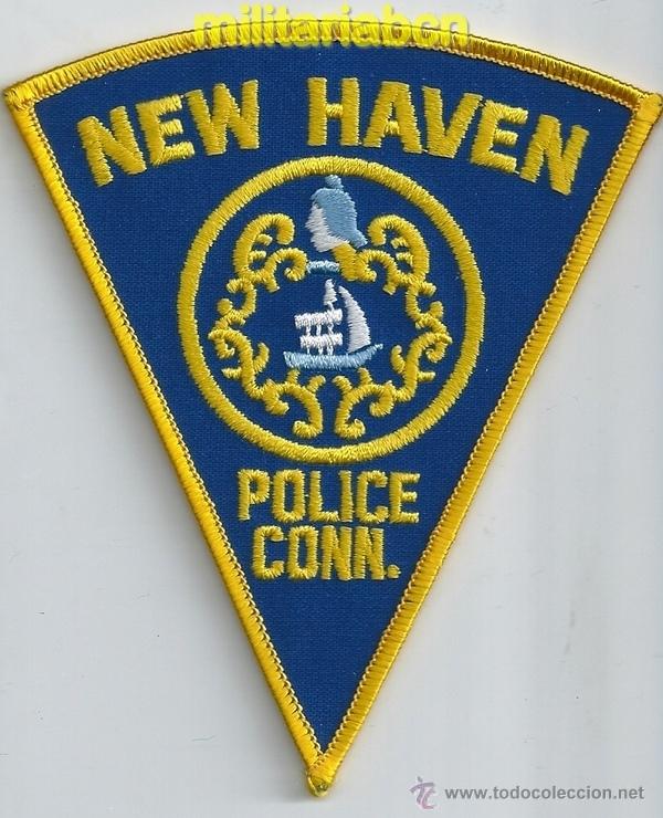 Militaria: Insignia de tela de Polic&iacute;a de los Estados Unidos. New Haven Police. Conn.