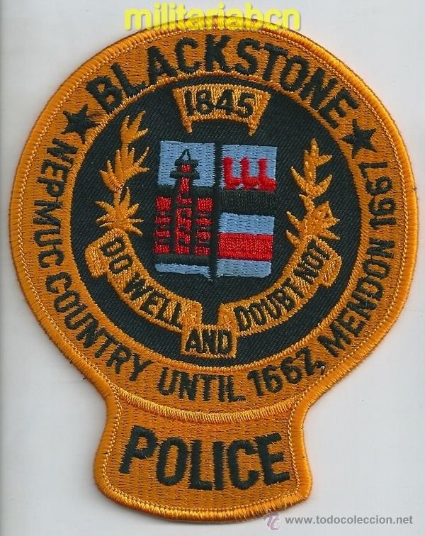 Militaria: Insignia de tela de Polic&iacute;a de los Estados Unidos. Blackstone Police.