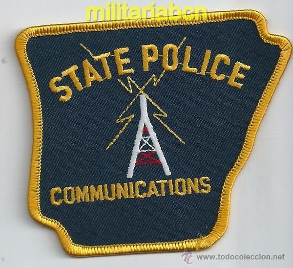 Militaria: Insignia de tela de Polic&iacute;a de los Estados Unidos. State Police Communications.