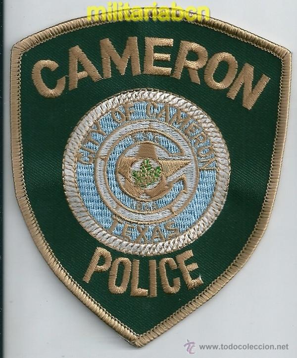Militaria: Insignia de tela de Polic&iacute;a de los Estados Unidos. Cameron Police. Texas.