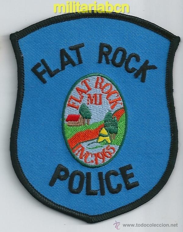 Militaria: Insignia de tela de Polic&iacute;a de los Estados Unidos. Flat Rock Police.