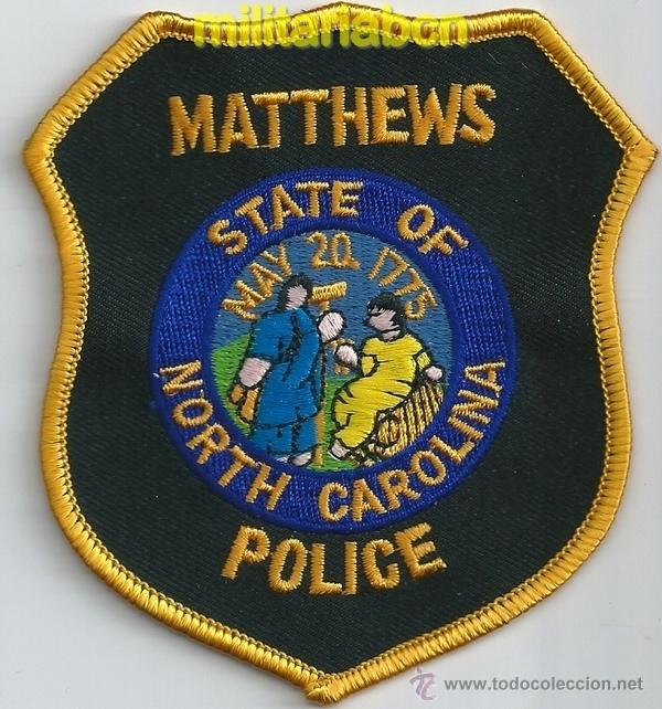 Militaria: Insignia de tela de Polic&iacute;a de los Estados Unidos. Matthews Police. North Carolina.