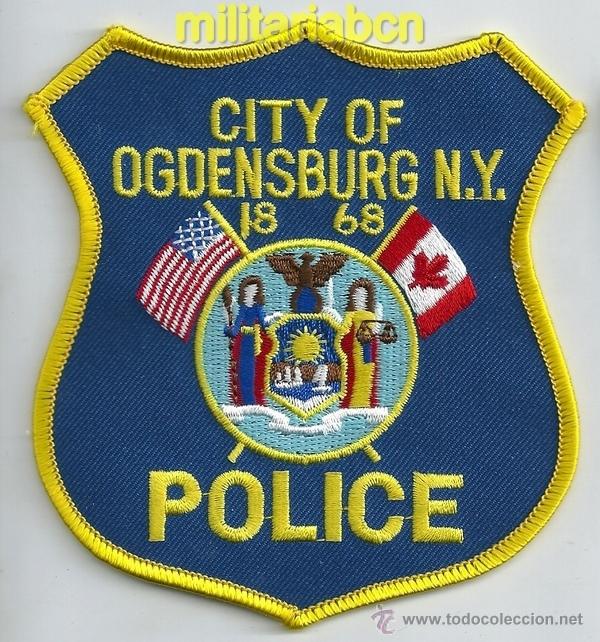 Militaria: Insignia de tela de Polic&iacute;a de los Estados Unidos. City of Ogdensburg Police. N.Y.