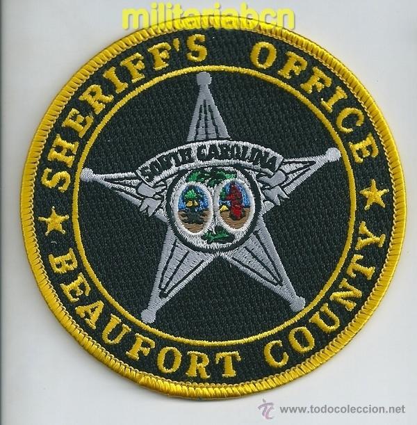 Militaria: Insignia de tela de Polic&iacute;a de los Estados Unidos. Beaufort County. Sheriff's Office.