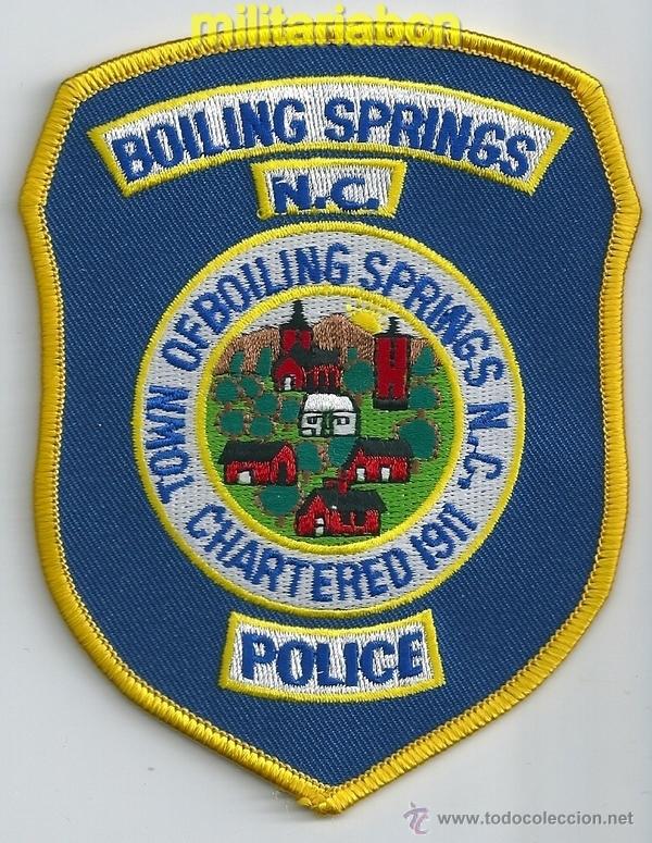 Militaria: Insignia de tela de Polic&iacute;a de los Estados Unidos. Boiling Springs Police.