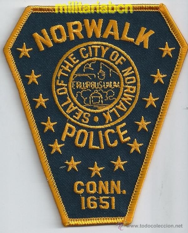 Militaria: Insignia de tela de Polic&iacute;a de los Estados Unidos. Norwalk Police.