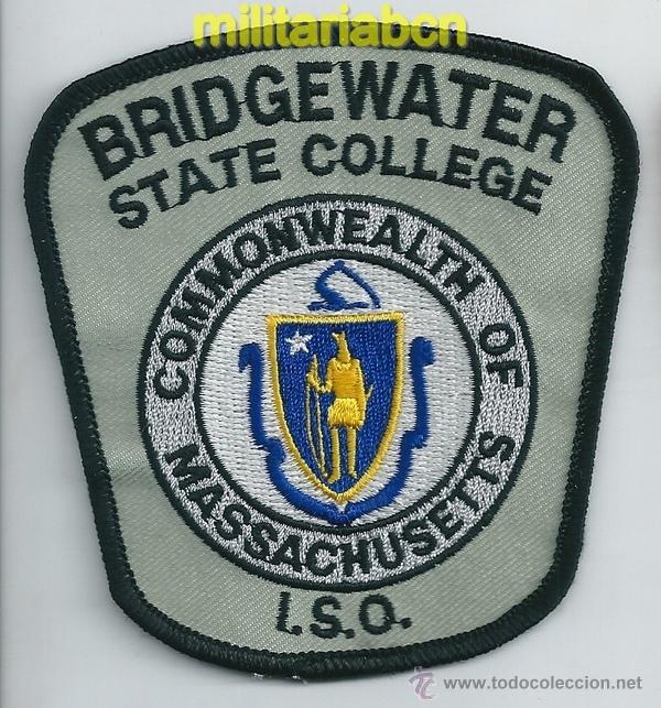 Militaria: Insignia de tela de Polic&iacute;a de los Estados Unidos. Bridgewater State College. ISO. Massachussetts.