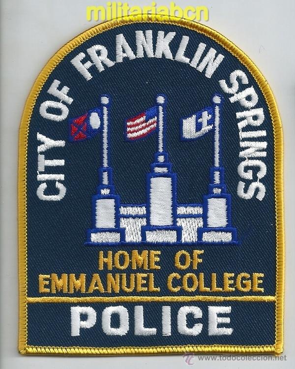 Militaria: Insignia de tela de Polic&iacute;a de los Estados Unidos. City of Franklin Springs Police.