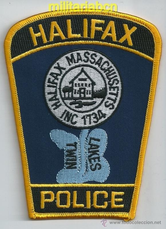 Militaria: Insignia de tela de Polic&iacute;a de los Estados Unidos. Halifax Police. Massachusetts.