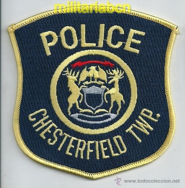 Militaria: Insignia de tela de Polic&iacute;a de los Estados Unidos. Chesterfield Police.