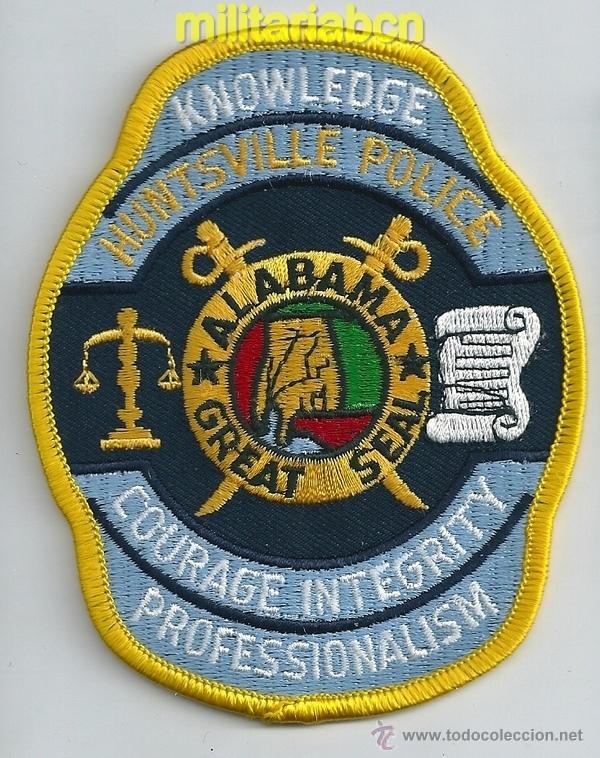 Militaria: Insignia de tela de Polic&iacute;a de los Estados Unidos. Huntsville Police. Alabama.