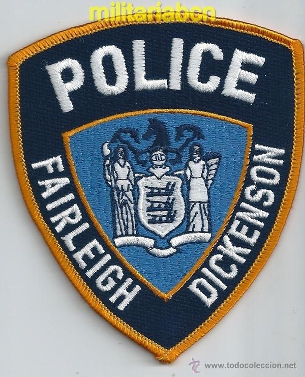 Militaria: Insignia de tela de Polic&iacute;a de los Estados Unidos. Fairleigh Dickernson Police.