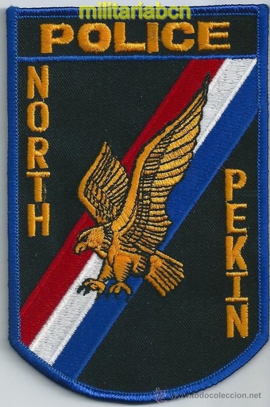 Militaria: Insignia de tela de Polic&iacute;a de los Estados Unidos. North Pekin Police.