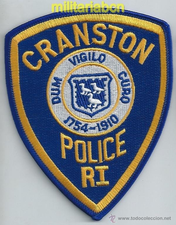 Militaria: Insignia de tela de Polic&iacute;a de los Estados Unidos. Cranston Police RI.