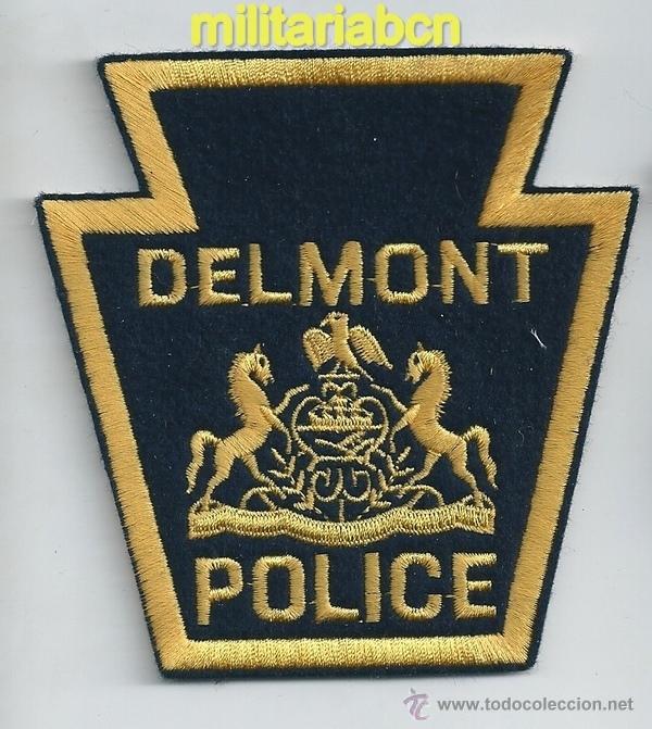 Militaria: Insignia de tela de Polic&iacute;a de los Estados Unidos. Belmont Police.