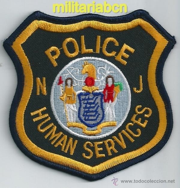 Militaria: Insignia de tela de Polic&iacute;a de los Estados Unidos. Human Services Police. NJ.