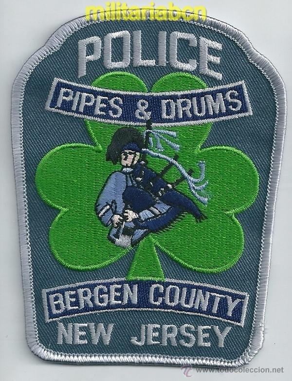 Militaria: Insignia de tela de Polic&iacute;a de los Estados Unidos. Bergen County Police. New Jersey.