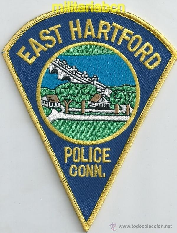 Militaria: Insignia de tela de Polic&iacute;a de los Estados Unidos. East Hartford Police. Conn.