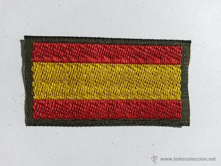 Military Antiques: Parche de tela bandera espa&ntilde;ola de 5,8 x 3,4 cms
