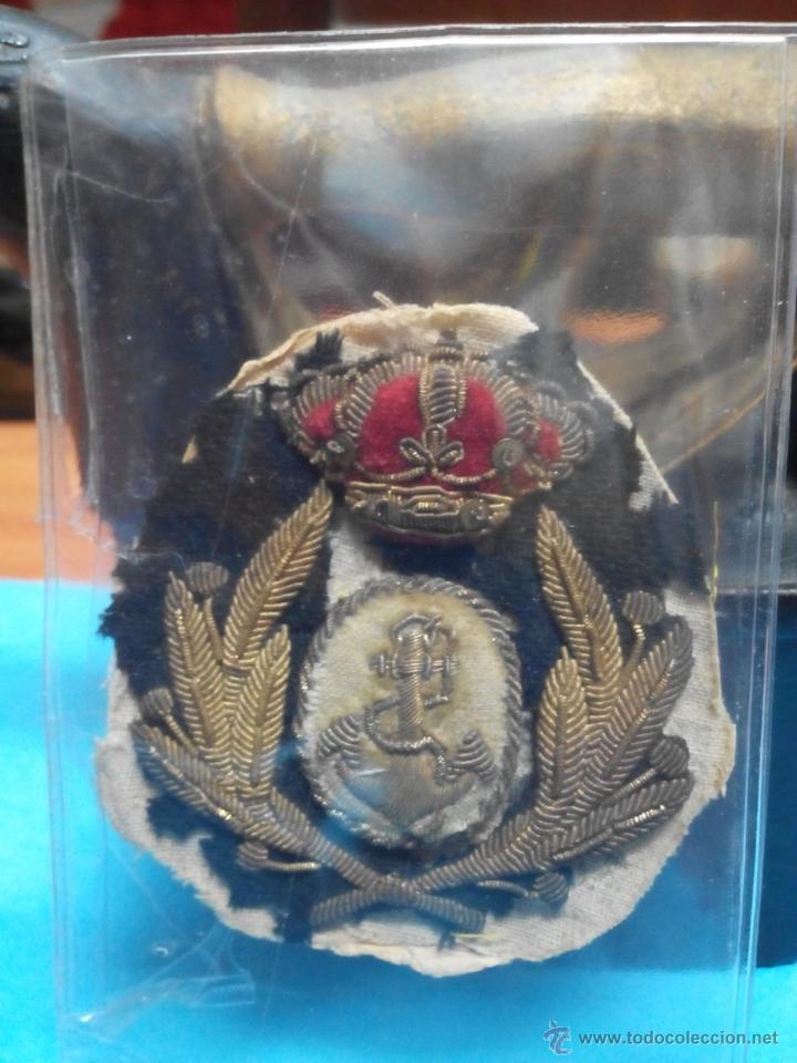 Militaria: antiguo distintivo de tela de oficial de marina epoca alfonso Xlll