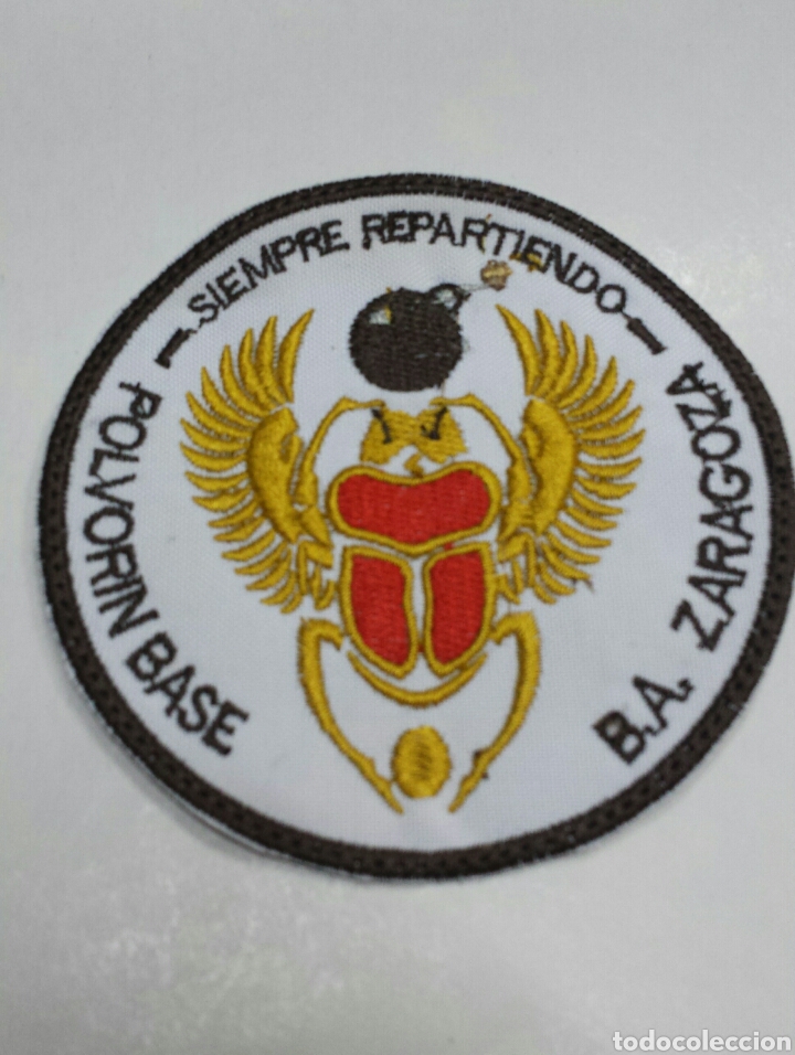 Militaria: PARCHE EMBLEMA BORDADO POLVOR&Iacute;N BASE B.A. ZARAGOZA
