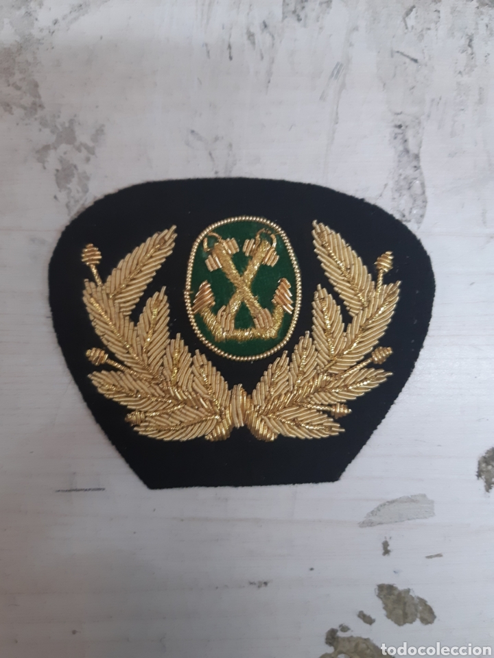 Militaria: Galleta bordada a mano de marina de maquinas