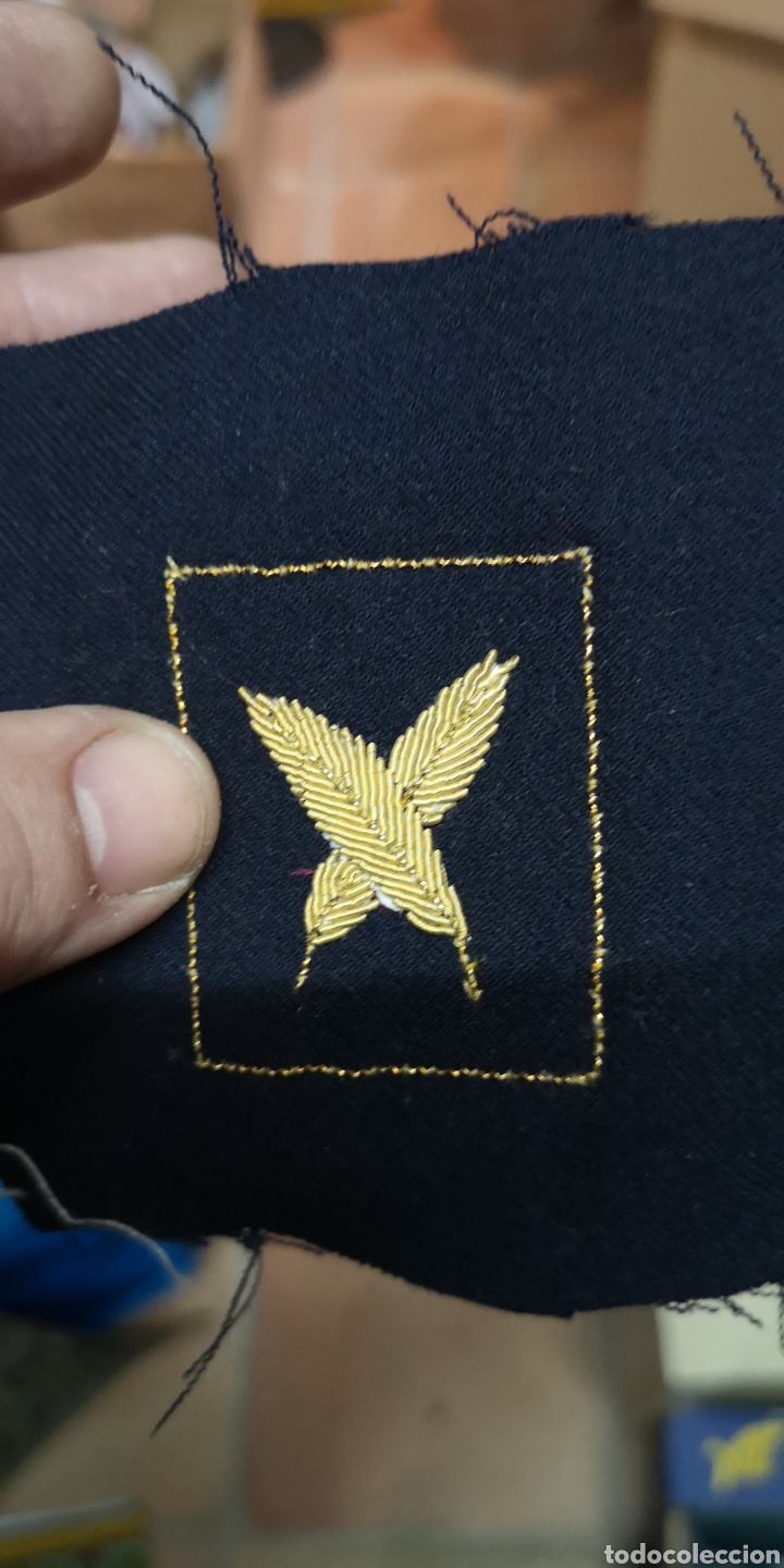 Militaria: Antiguo bordado en hilo de oro de la marina de guerra espa&ntilde;ola