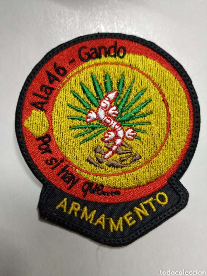 Military Antiques: PARCHE EMBLEMA BORDADO ALA 46 GANDO ARMAMENTO