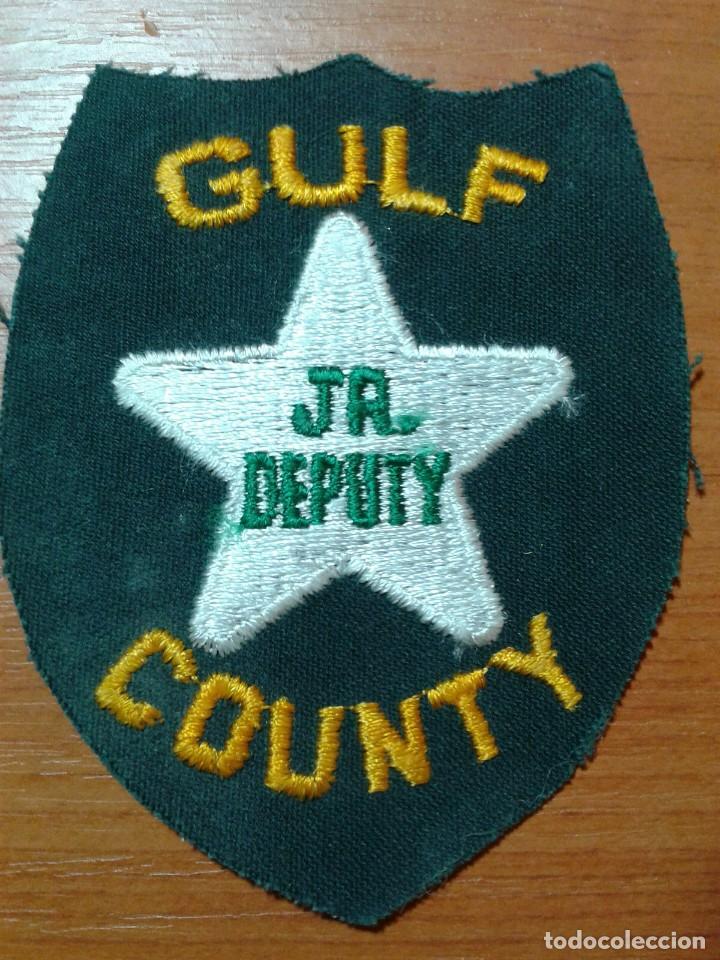 Militaria: PARCHE , AYUDANTE CONDADO GULF, BORDADO.
