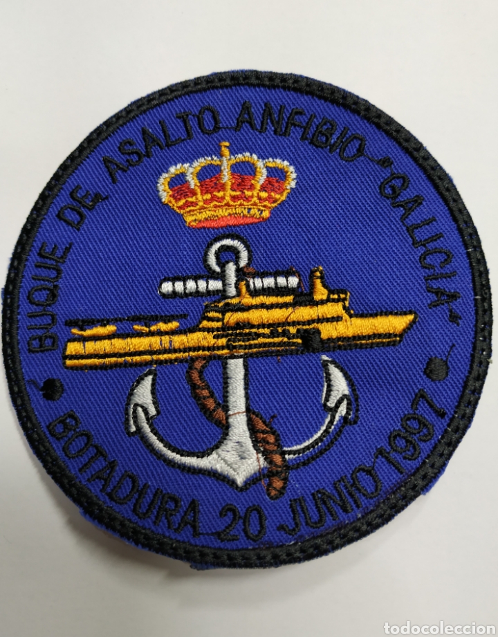 Militaria: PARCHE EMBLEMA BORDADO A COLOR DE LA BOTADURA DEL GALICIA NUEVO