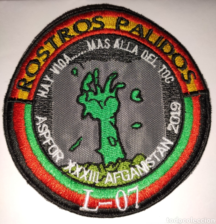 Militaria: PARCHE EMBLEMA BORDADO ASPFOR XXXIII AFGANISTAN ROSTROS P&Aacute;LIDOS