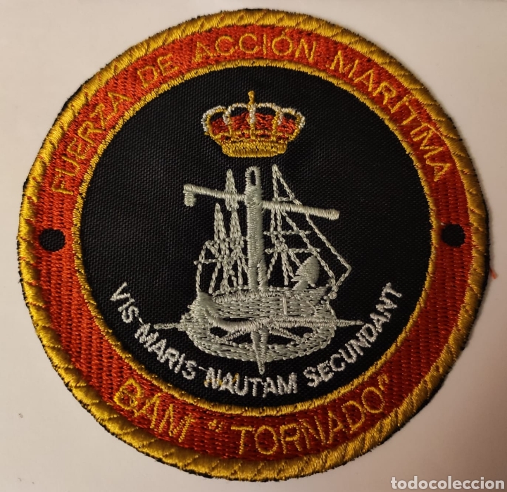 Militaria: PARCHE EMBLEMA BORDADO A COLOR FUERZA DE ACCI&Oacute;N MAR&Iacute;TIMA BAM TORNADO ARMADA ESPA&Ntilde;OLA