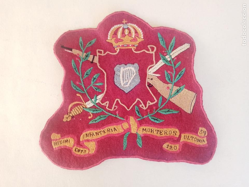 Militaria: Escudo de morteros bordado - Foto 1