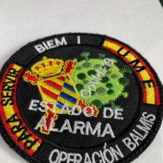 Militaria: PARCHE BORDADO DE OPERACIÓN BALMIS - BIEM I - UME PARA SERVIR - ESTADO DE ALARMA -