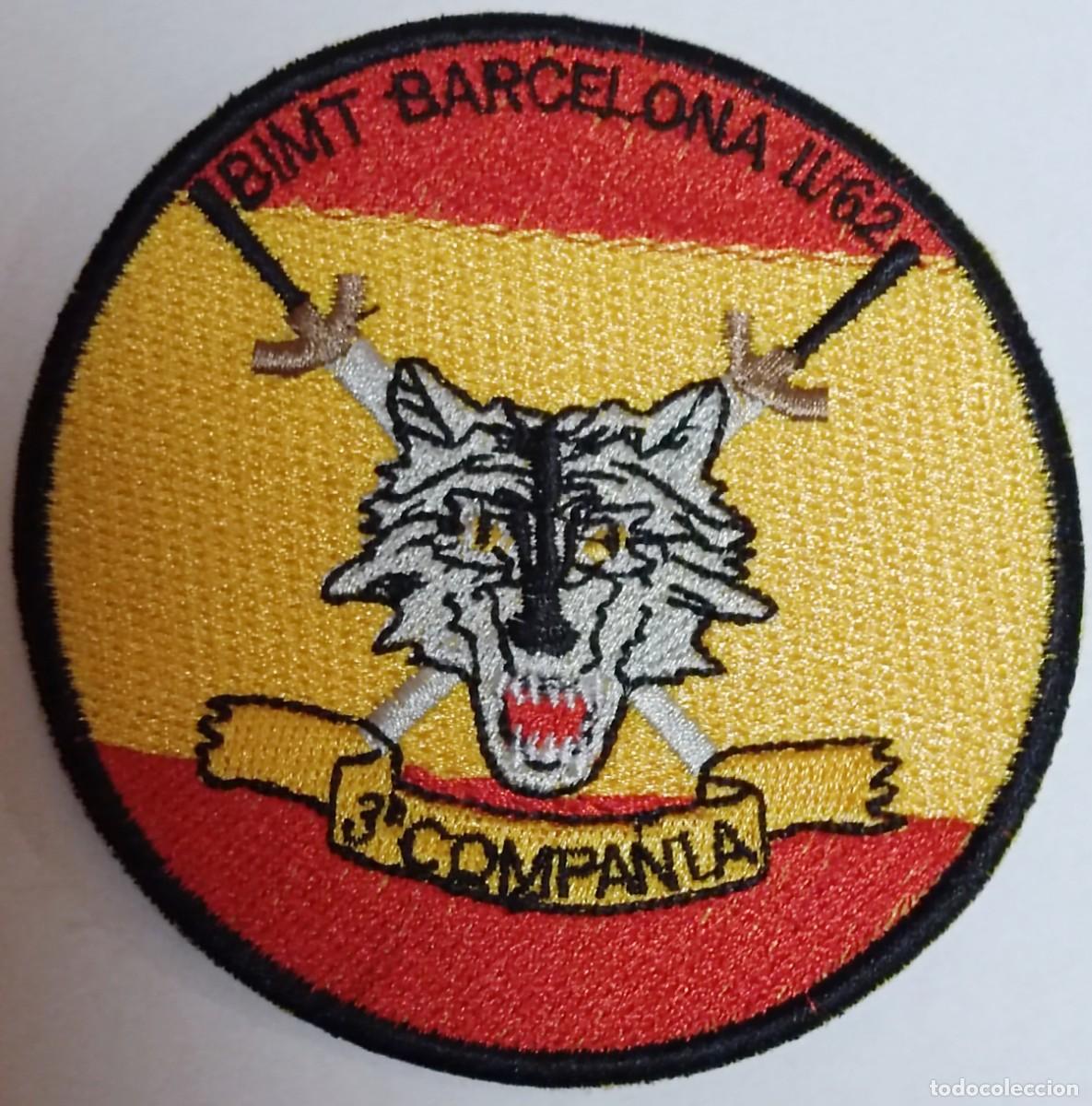 Militaria: PARCHE EMBLEMA DE BRAZO BORDADO A COLOR BIMT BARCELONA II/62 TERCERA COMPA&Ntilde;&Iacute;A DE MONTA&Ntilde;A