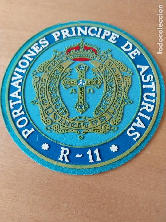 Militaria: PORTAAVIONES PRINCIPE ASTURIAS PARCHE TELA Y CAUCHO 9.5 CM ALTO PARCHE ORIGINAL