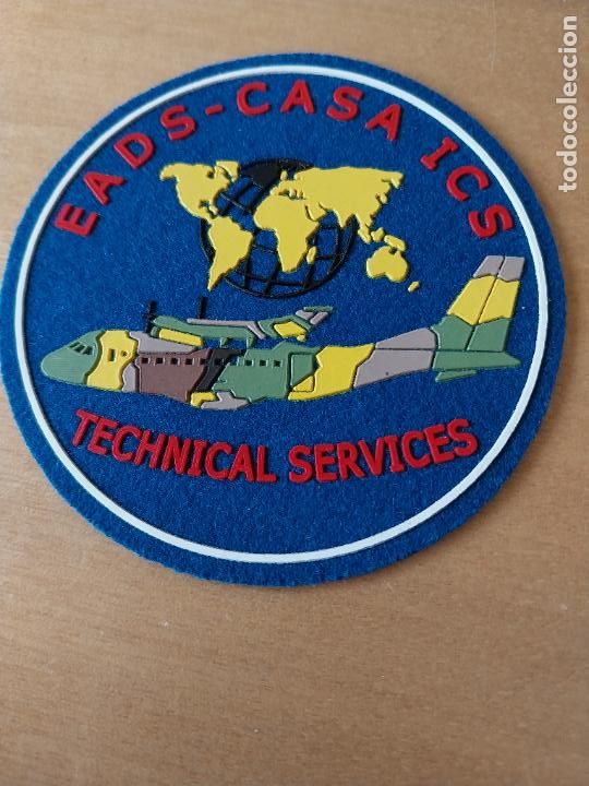 Militaria: EADS CASA ICS TECHNICAL SERVICES PARCHE TELA 9 CM ORIGINAL FONDO AZUL