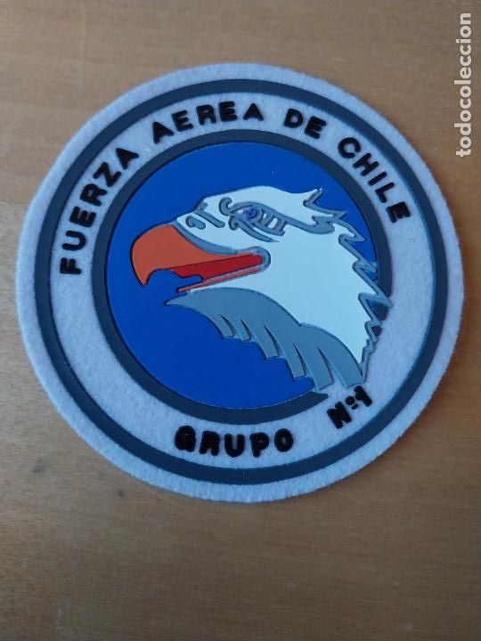 Militaria: ESCUADRON N&ordm; 1 GRUPO EJERCITO AIRE CHILE ALA PARCHE TELA CAUCHO 9 MILITAR APRX
