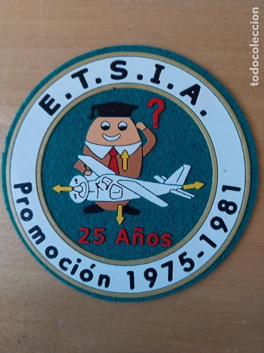 Militaria: ETSIA PROMOCION 1975 1981 EJERCITO AIRE ALA PARCHE TELA CAUCHO 9 MILITAR APRX