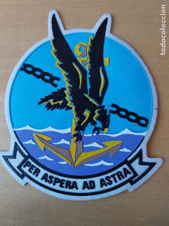 Militaria: PER ASPERA AD ASTRA EJERCITO AIRE ALA PARCHE TELA CAUCHO MILITAR APRX 12X10 CM