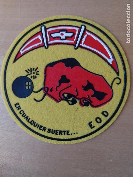 Militaria: ESCUADRON EOD EJERCITO AIRE ALA PARCHE TELA CAUCHO MILITAR APRX 10 CM EN CUALQUIER SUERTE