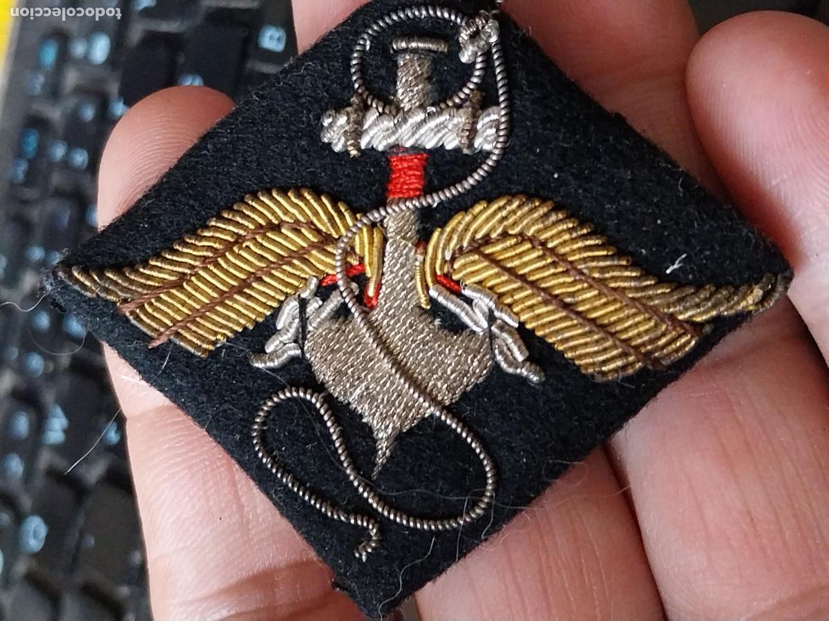 Militaria: ANCLA ALAS BORDADO PARCHE 6,5 CM LARGO 5,5CM ALTO ANTIGUO