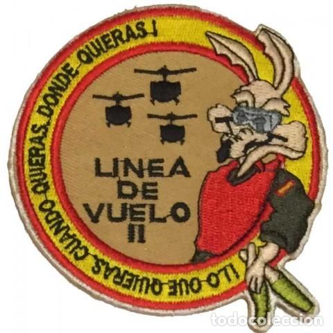 Militaria: Escudo parche bordado L&iacute;nea de vuelo 2 &rdquo;Lo que quieras, cuando quieras, donde quieras&rdquo;