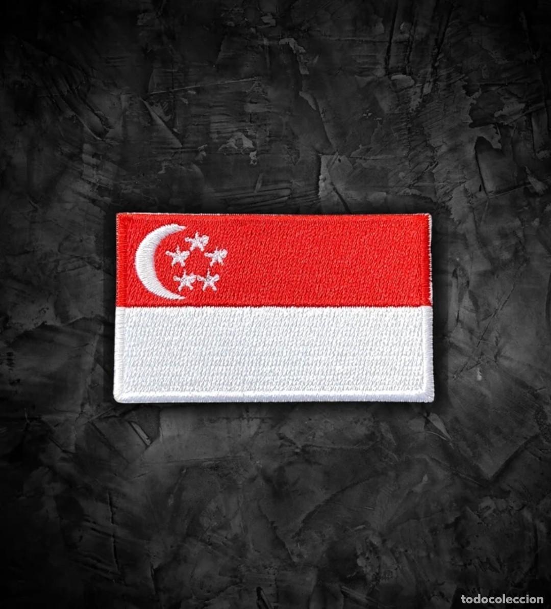 Militaria: SINGAPUR Parche bandera termoadhesiva - Foto 1