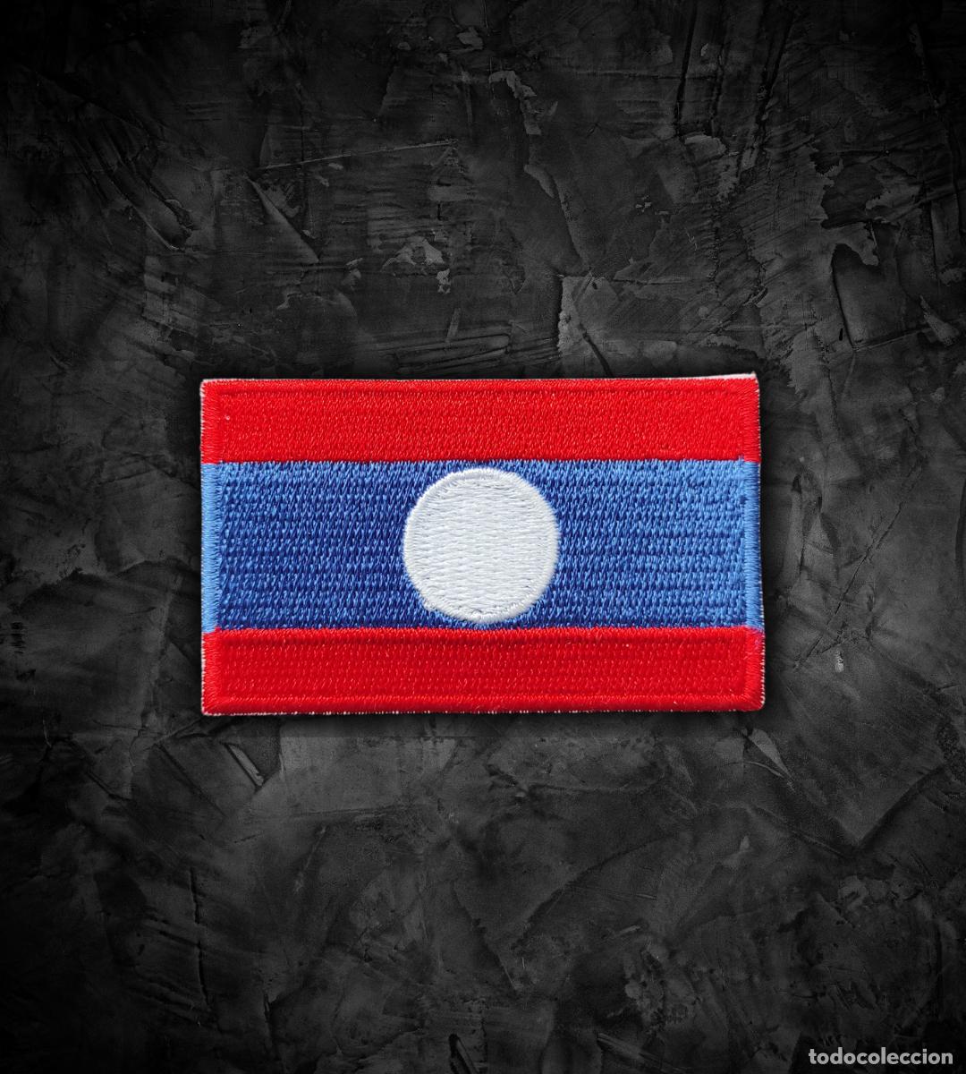 Militaria: LAOS Parche bandera termoadhesiva - Foto 1