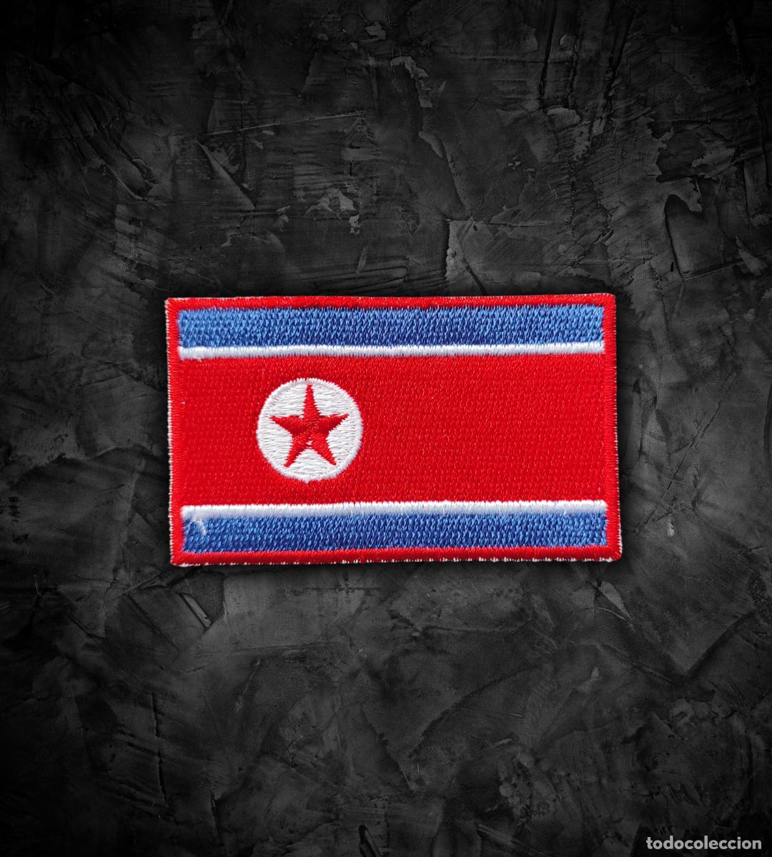 Militaria: COREA DEL NORTE Parche bandera termoadhesiva - Foto 1